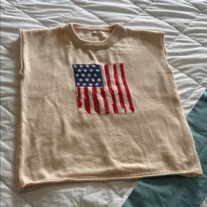 Kids Beige Sleeveless Top with Flag Design